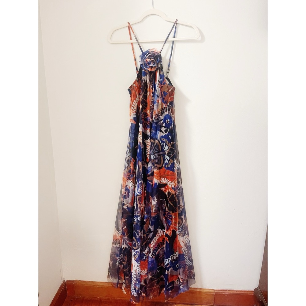 Floral High Neck Flowy Maxi Dress